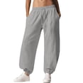 thumbnail image 2 of Women's Nylon Spandex Jogging Pants with Pockets, Mid Waisted Slim Fit Bottom, Loose Elastic Waist, Tummy Control, Active Running Leggings, Workout Training Pants, | TruBelle,Gray XL, 2 of 8