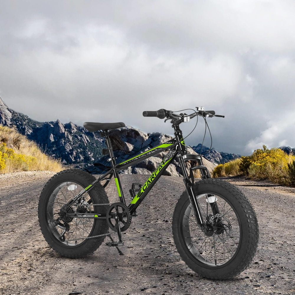 S20109 20 Inch Mountain Bike for Teenagers, High Carbon Steel Frame, Disc Brakes, Durable Wide Tires, Front Suspension, 7-Speed, Ideal for Snow and Off-Road Riding