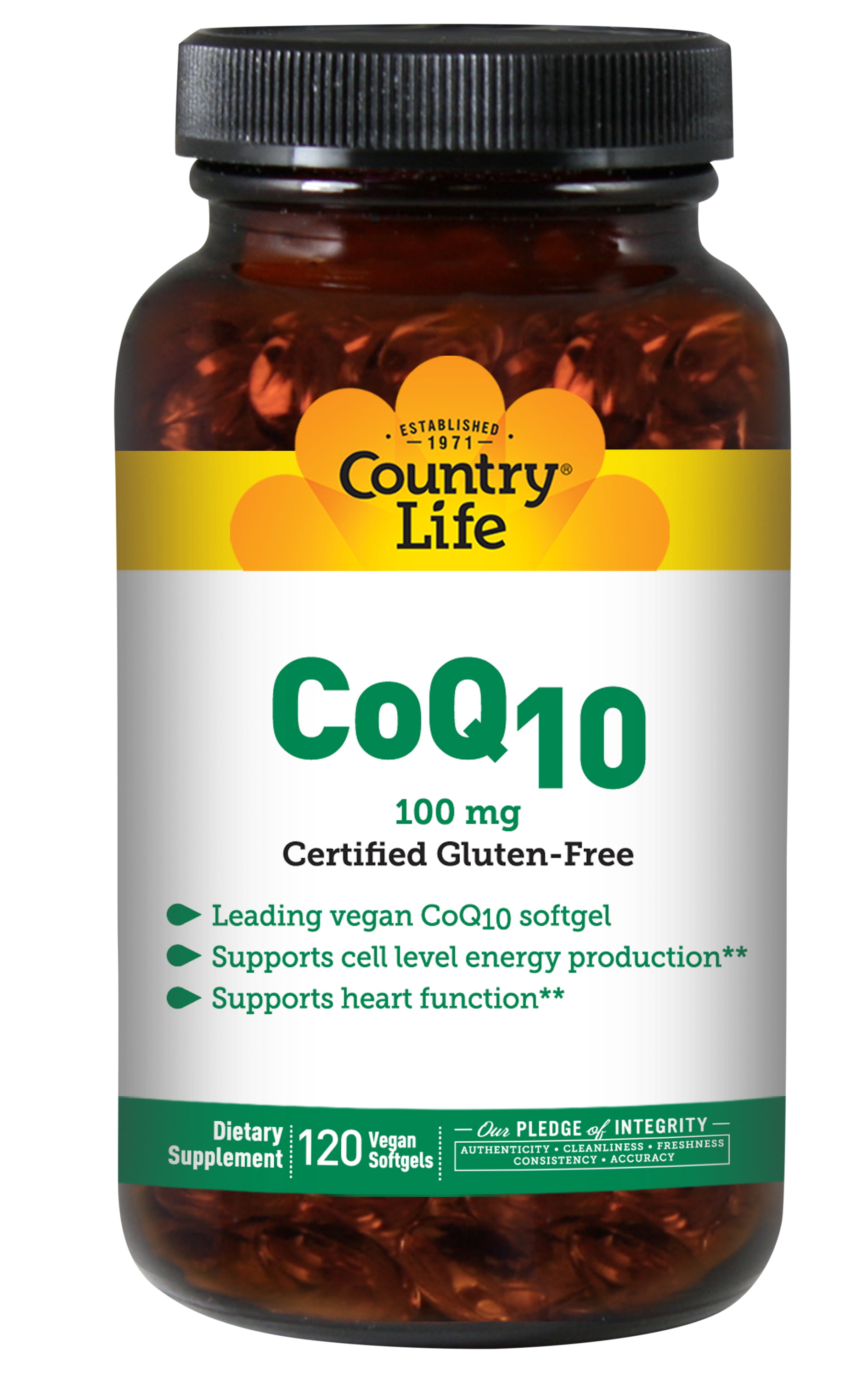 Country Life Simply Coq10 Supports Heart Function 100mg 120 Softgels Certified Gluten Free