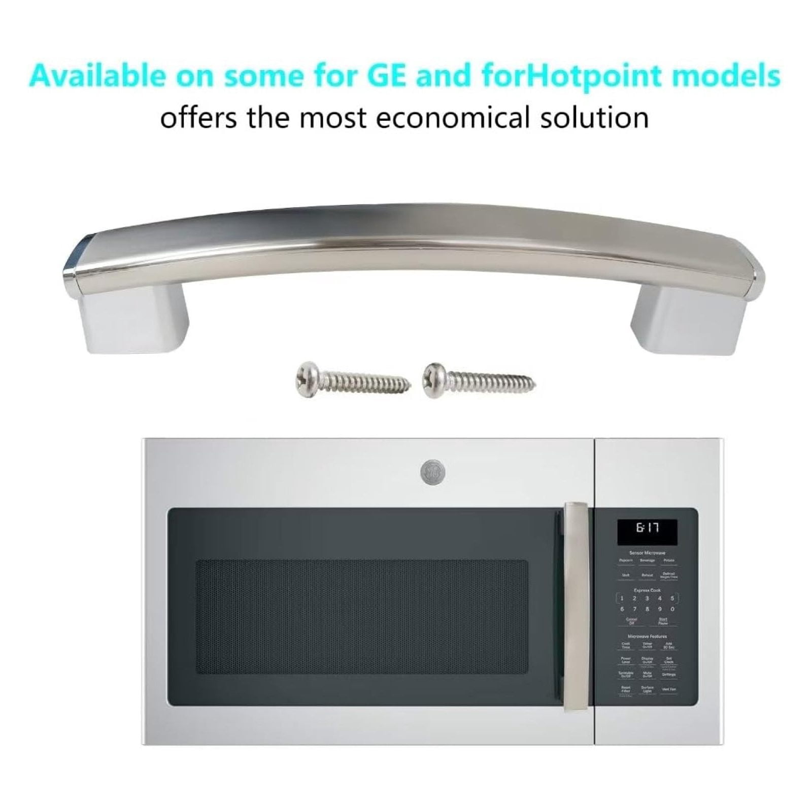 Upgraded WB15X26821 Microwave Door Handle Replacement for Microwave Parts JVM6172SK2SS, JVM6175BL1TS, Replaces PD00043395, 4464467, AP6024408