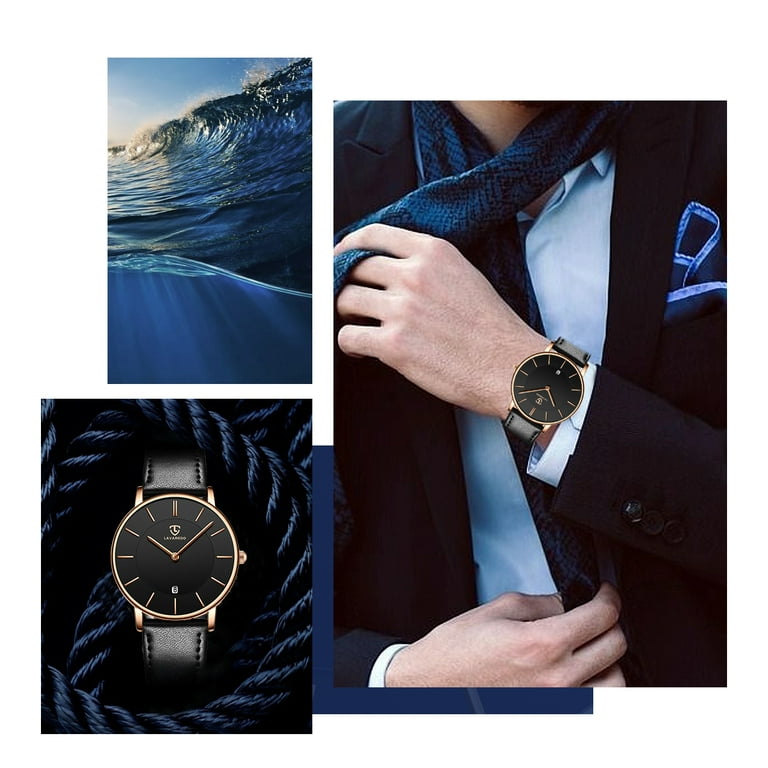 Men Watches Fashion Minimalist Quartz Watch for Men Analog Waterproof Watches with Leather Strap Gift for Man