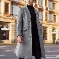 thumbnail image 2 of LYXSSBYX Winter Jackets for Men Clearance Men's British Style Solid Color Long Coat Fashionable Warm Woolen Overcoat, 2 of 7