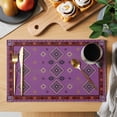 thumbnail image 2 of Purple Boho Placemats Set of 6, Country Abstract Geometric Ethnic Aesthetic Placemats for Dining Table, Place Mats for Kitchen Tabletop, Waterproof Wipeable Dining Table Mats Set, 2 of 9