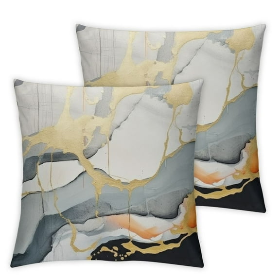 Heduofu  Grey Marble Throw Pillow Covers for Couch Sofa Bed,Modern Marble Aesthetic Set of 2 B Decorative Pillows Cushion Covers,Watercolor Artwork Design Pillow Inserts Not Included, 18x18inch  White