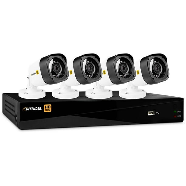 Defender HD 1080p 4Channel 1TB DVR Security System with 4 Bullet