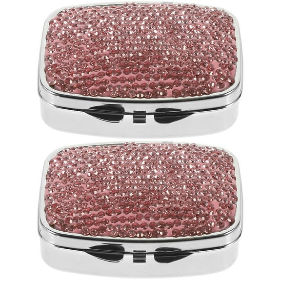 Set of 2 Am Weekly Pill Organizer Metal Box Travel