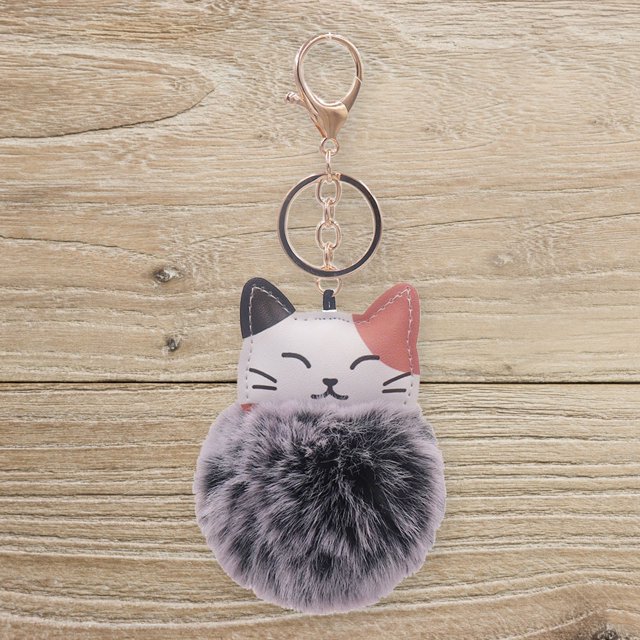 Mohdy Plush Pom-Pot Keychain Cat Keychain Black,Cute and Fashionable Keychain Bag Charming Car Keychain Toy Keyring Doll Toy Handmade Cat Plush Ball Keychain,Material:Plush