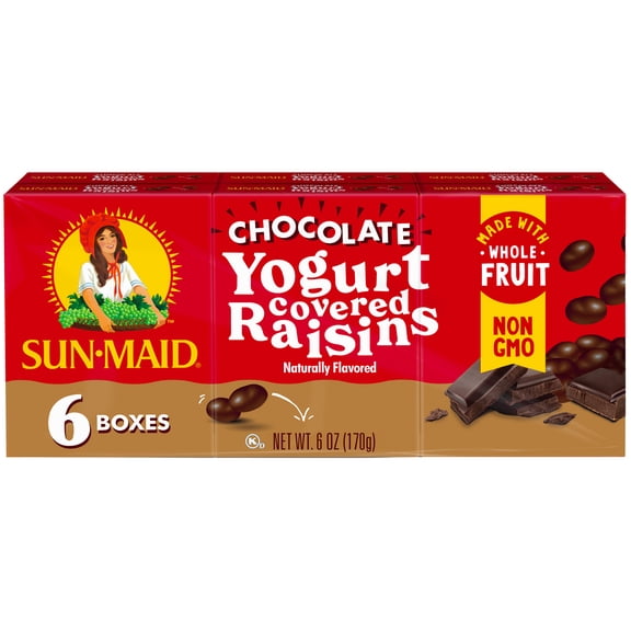 Sun-Maid Chocolate Yogurt Covered Raisins, 1 oz, 6 Count