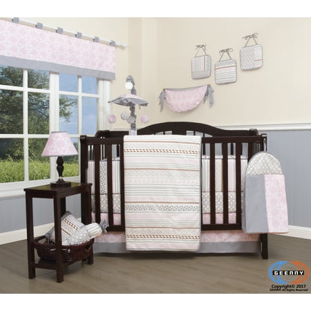 Boutique Baby Pink Grey Bohemia Geometry 13 Piece Nursery Crib Boutique Baby Pink Grey Bohemia Geometry 13 Piece Nursery Crib Bedding Set