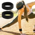 thumbnail image 6 of Unique Bargains 3 pcs Sport Headband Wristband Stretchy Cotton Blend Sweat Absorbing Black, 6 of 7