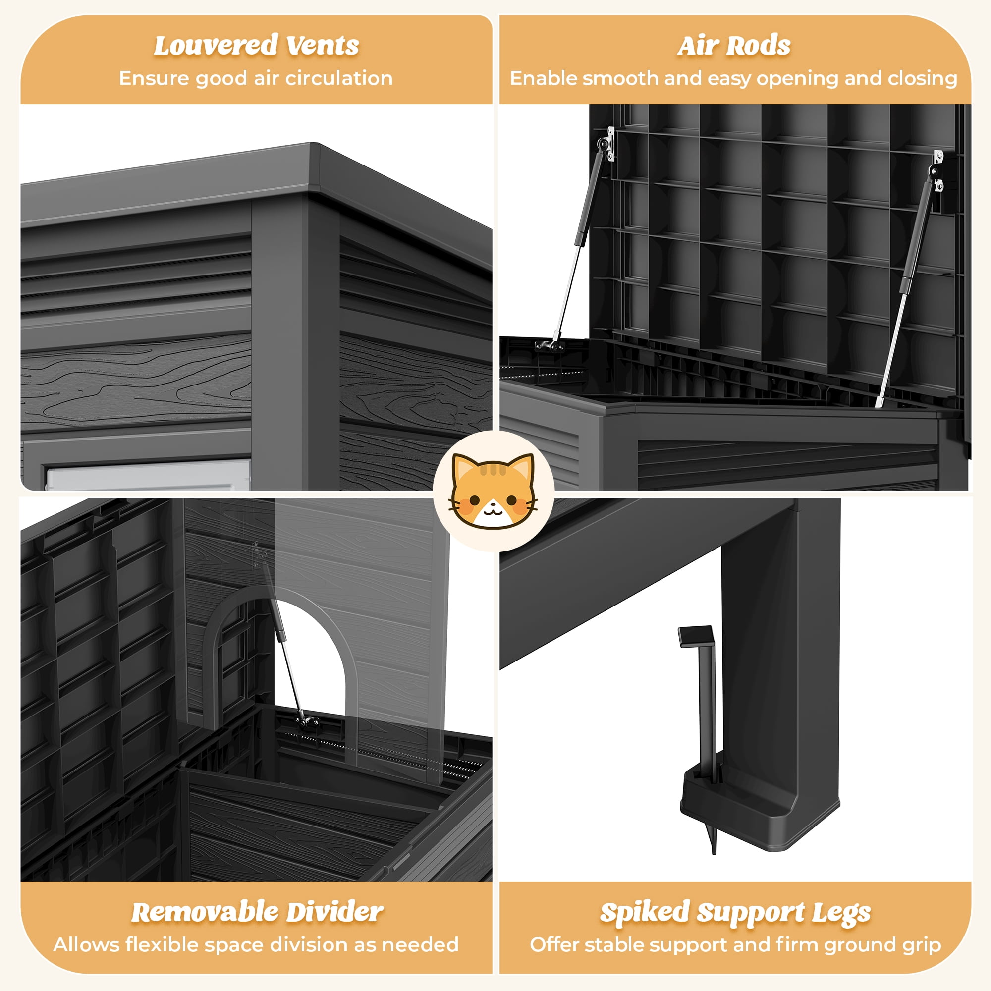 Bifanuo Outdoor Cat House Weatherproof, Insulated Feral Cat Shelter for Outdoor Indoor, Outside Cat Houses for Winter,Secure Escape Doors for Cats