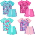 thumbnail image 2 of Traje de baño para niñas 2024 nuevo estampado de escamas de pescado de manga corta traje de baño para niños de dos piezas ropa de playa de verano para niños traje de baño para nadar, 2 of 5