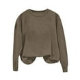 thumbnail image 7 of Women's Crewneck Sweatshirts Solid Color Loose Fitting Blouses Pullover Long Sleeve Hoodless Sweatshirt Plus Size Fall Outfits Top, 7 of 7