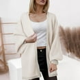 thumbnail image 2 of Contrast Color Mid Length Buttonless Casual Cardigan For Women In Autumn New Fall Style Long Sleeved Loose Knit Jacket For Women, 2 of 5