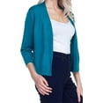 thumbnail image 2 of Cielo 1985 Women's Open Bolero Cardigan Sweater - cropped 3/4 sleeves lightweight - By The Simply Fashion darkgreen XL, 2 of 6