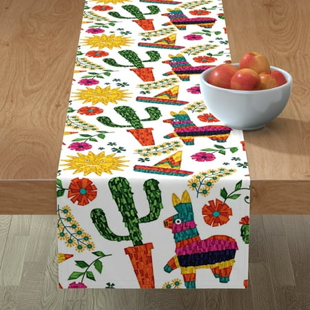 

Cotton Sateen Table Runner 72 - Birthday Candy Party Mexican Inspired Fiesta Colorful Cinco De Mexico Print Custom Table Linens by Spoonflower