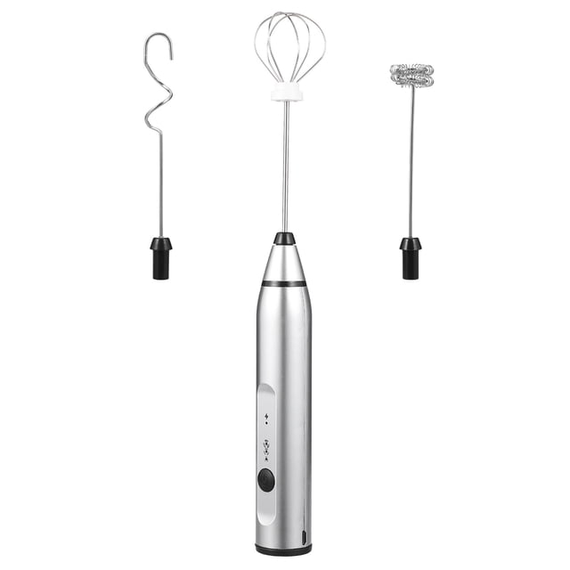 OULII 1 Set Rechargeable Hand Mixer USB Handheld Bubbler Silver Blending Cooking Cafe Owners