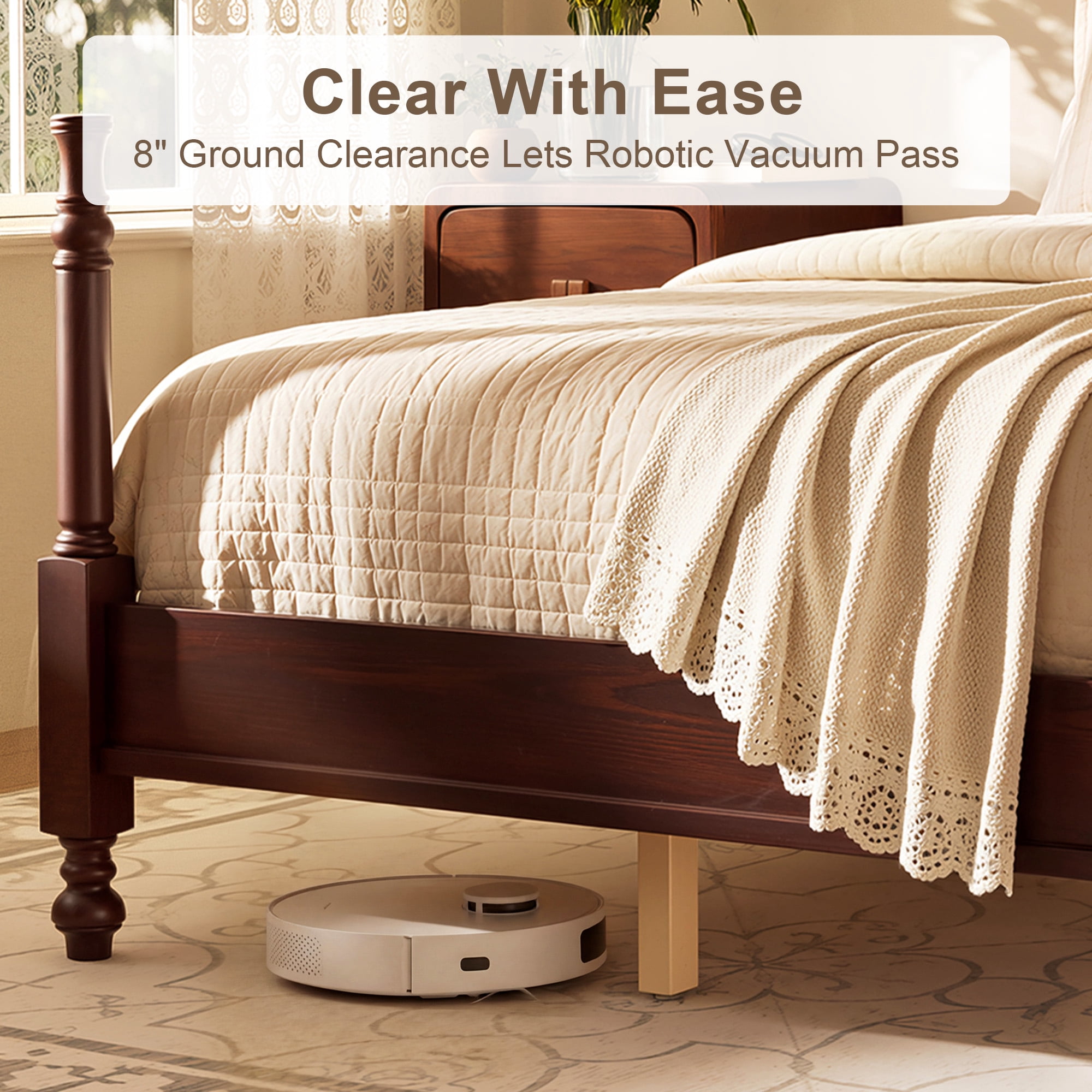 Mintazer Monroe Full Size Bed Retro Spindle Post Bed Frame with Headboard, Dark Walnut