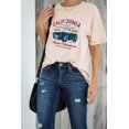 thumbnail image 2 of ABPHQTO Camiseta estampada con estampado de letras y camionetas informal rosa para mujer, 2 of 5