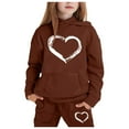 thumbnail image 2 of Girls Outfits Set Football Heart Print Hoodie Sweatpants Sets Two Piece Winter Warm Clothes Valentine's Day, 2 of 3