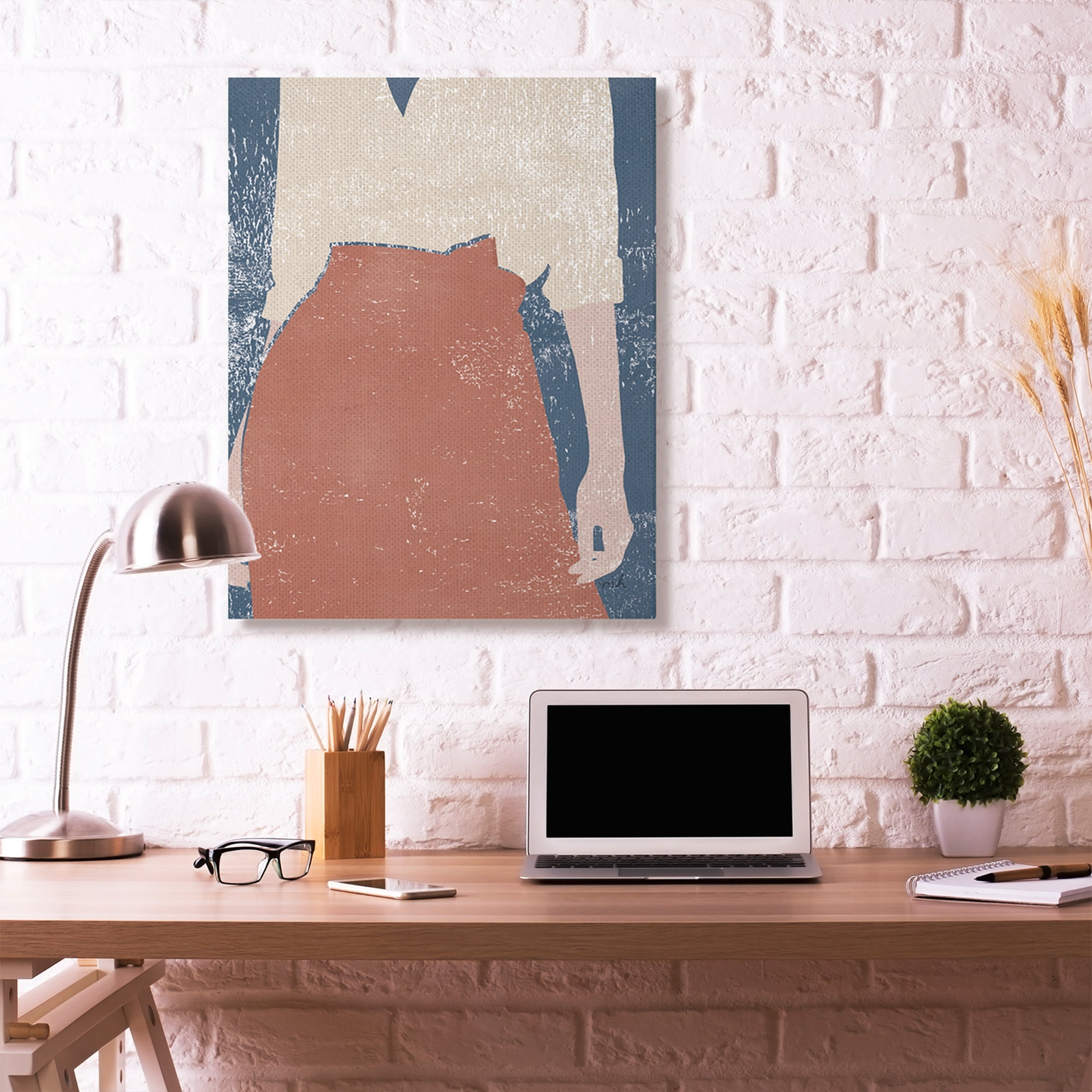 Stupell Home Décor Standing Person Red Blue Textured Surface Design Canvas Wall Art by Moira Hershey