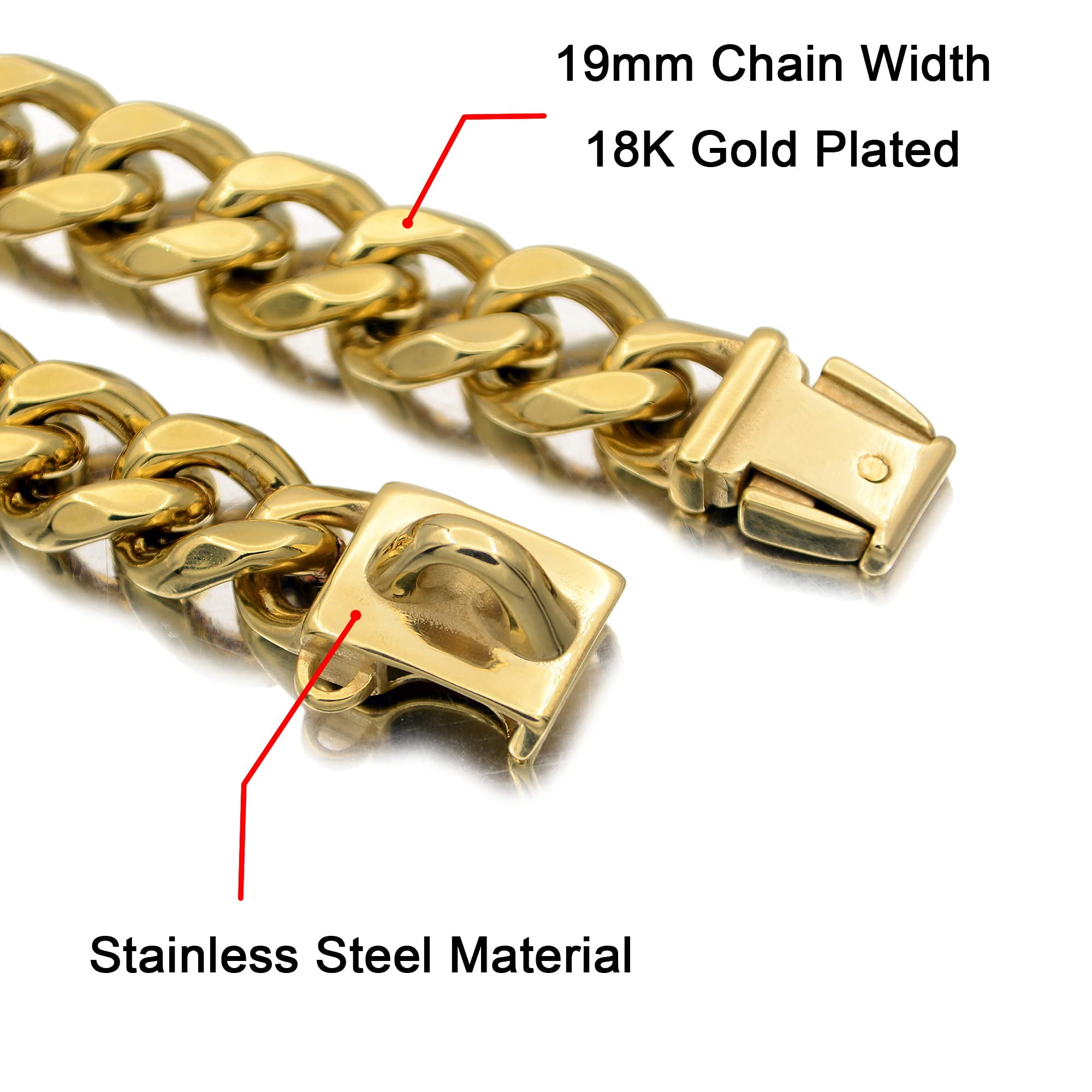  18K Gold Cat Dog Collar Kitten Puppy 1/2inch 12mm Wide  Stainless Steel Kitten Choker Curb Chew Proof Cuban Link Chain with Bell  (Neck Fit 6-8) : Pet Supplies