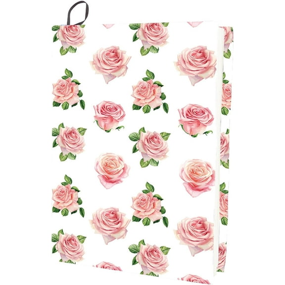 1 pc Flower Stretchable Book Cover Floral Pink Rose Washable Reusable Large Nylon Book Protector 9.4x15.7 Inch Elastic Notebook Wraps Suitable for Most Hardcover Books Classroom Students