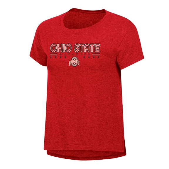 NCAA OHIO STATE Womens Primry Color Cotton SS TEE Blocked Stars Open Hem