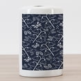 thumbnail image 3 of Navy Blue Ceramic Toothbrush Holder, Tulip Bluebell Flower Pattern with Foliage Leaf Branches Feminine Print, Decorative Versatile Countertop for Bathroom, 4.5" X 2.7", Dark Blue White, by Ambesonne, 3 of 4