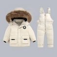 thumbnail image 2 of Coerni Toddler Girls Snowsuit 2 Piece Ski Suit Insulated Down Coat Hooded Puffer Jacket and Snow Pants Snow Clothes for Kids, 2 of 3