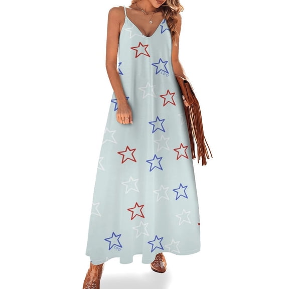 American Flag Blue Red White Sleeveless Dress Loose Women's Dress Dresses Luxury Evening Dresses