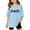 Light Blue, variant on Little Kid Children Kids Girls Letter Printed Short Sleeve T Shirts Kids Oversized Tops Casual Crewneck Basic Tees Youth Girls Athletic Shirts Drafter Shirt Big Clothes Size 16 7-8 Years Blue
