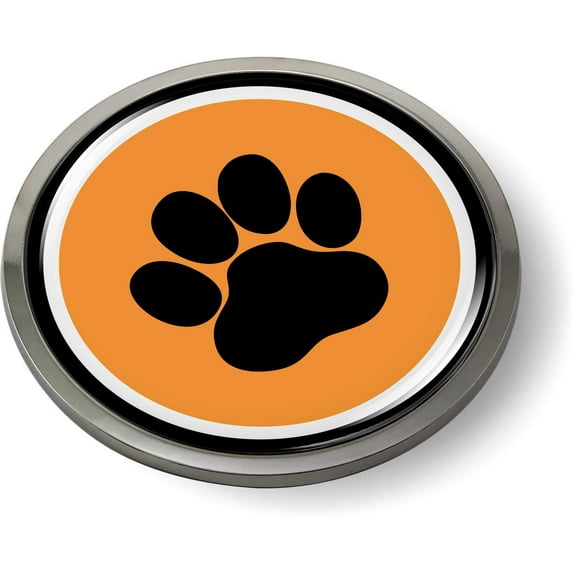 PAW Print 3D Domed Emblem Car Sticker Chrome Round Bezel