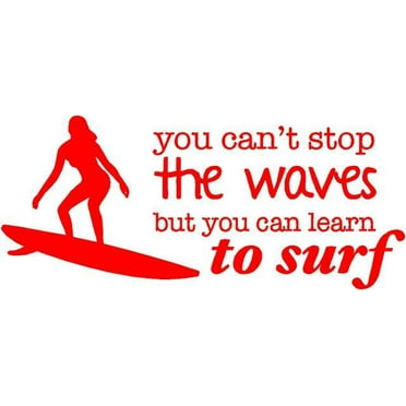 Vinyl Wall Decal: Surfing Vinyl Wall Decal | Girl's Surf Bedroom Sticker | Waves & Beach | 20"x9" [CK105]