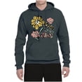 thumbnail image 2 of Wild Bobby Worship While You Wait Sunflower Pink and Yellow Inspirational/Christian Unisex Hoodie Sweatshirt, Charcoal, Medium, 2 of 6