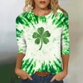 thumbnail image 2 of biudgviw Womens St Patrick's Day Shirts Printed Graphic Tees Fashion Casual Tie Dye Crewneck 3/4 Sleeve Tops Festival Outfits, 2 of 4