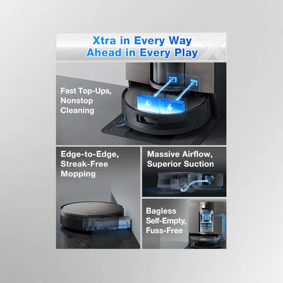 ECOVACS DEEBOT X11 OmniCyclone Robot Vacuum and Mop, PowerBoost Charging, OZMO Roller 2.0 Instant Self-Washing Mop, 19,500Pa Blast Suction