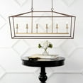thumbnail image 6 of JONATHAN Y Pagoda 49" 6-Light Classic Traditional Metal Linear Cage Lantern LED Pendant, Oil Rubbed Bronze/Brass Gold, 6 of 9