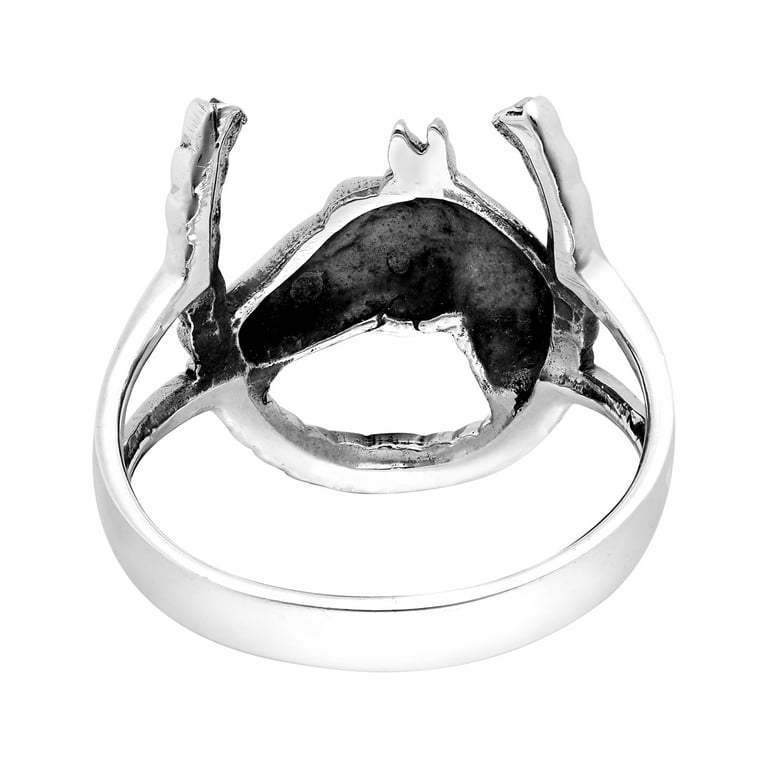 Lucky Horse Profile Horseshoe Sterling Silver Ring-8