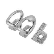 Unique Bargains 1 Set Fake Grills Hip Hop Style Teeth Grillz Silver Tone