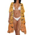 thumbnail image 3 of HELLHERO Polyester Long Kimono Swimsuit Cover Up for Beach Loose Half Sleeve Spiderweb Halloween, 3 of 6