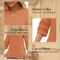thumbnail image 6 of VDJ Summer Blouses for Women Casual Loose Hollow Out 3/4 Sleeve V Neck Shirts Trendy Cool Coffee Henley Tshirts Size L, 6 of 10