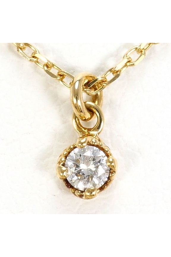 Pre-Owned Agete Agate K14YG Necklace with 0.05ct Diamond, Total Weight Approx. 1.0g, 40cm,...