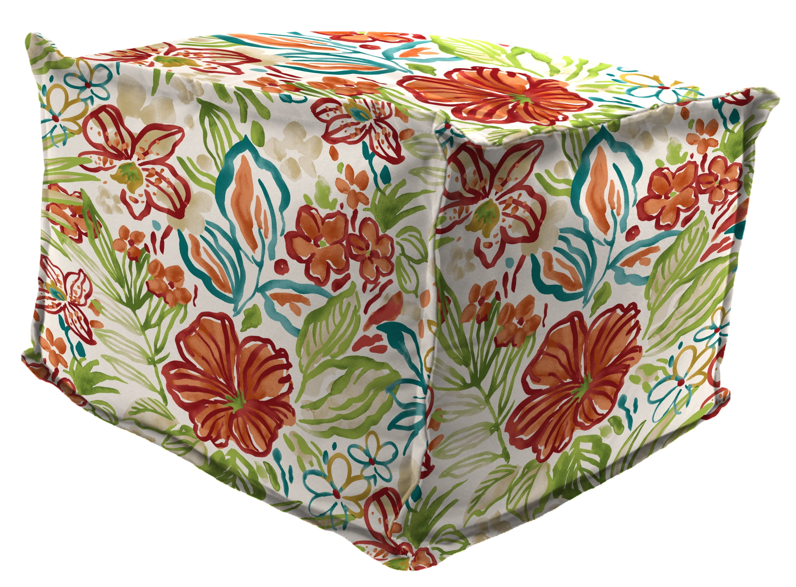 Outdoor 25" x 23" x 17" Pouf Ottoman with Flange