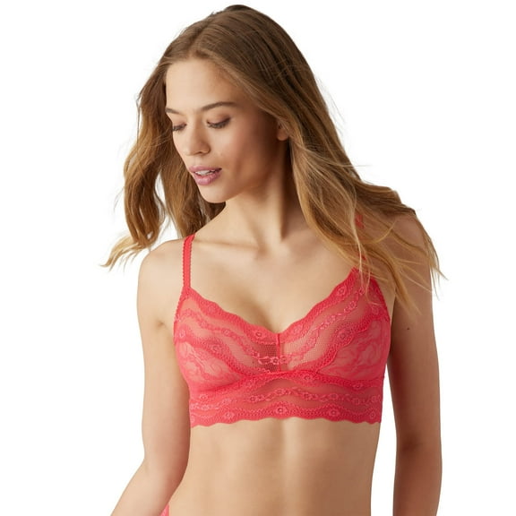 b.tempt'd Women's Lace Kiss Sheer Unlined Wire Free Bralette, 910182, Hibiscus, Small