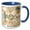 Blue/White, variant on 3drose, Teal and Image of Gold Moroccan Ornamental Background, 11oz Two-tone Red Mug