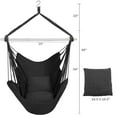 thumbnail image 6 of Large Hammock Chair Swing, Relax Hanging Rope Swing Chair with Detachable Metal Support Bar & Two Seat Cushions, Cotton Hammock Chair Swing Seat for Yard Bedroom Patio Porch Indoor Outdoor, 6 of 7