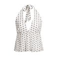 thumbnail image 5 of Halter Tops for Women Summer Sleeveless Deep V Neck Polka Dots Backless Ruffle Hem Crop Peplum Tank Tops Y2k Going out Top, 5 of 6