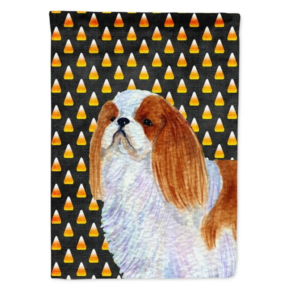 Carolines Treasures SS4300-FLAG-PARENT English Toy Spaniel Candy Corn Halloween Portrait Flag  multicolor