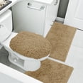 thumbnail image 4 of Asunby 3-Piece Champagne Bath Rug Set – Ultra-Soft, Non-Slip Mat with U-Shaped Contour Rug & Toilet Lid Cover, Ideal for Bathroom, 4 of 9